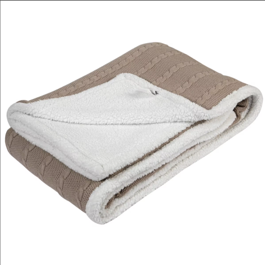 Braided Cable Knit Cotton Throw - 50*60 inches (TFB)