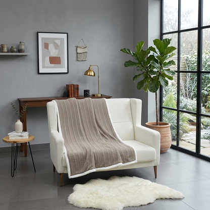 Braided Cable Knit Cotton Throw - 50*60 inches (TFB)