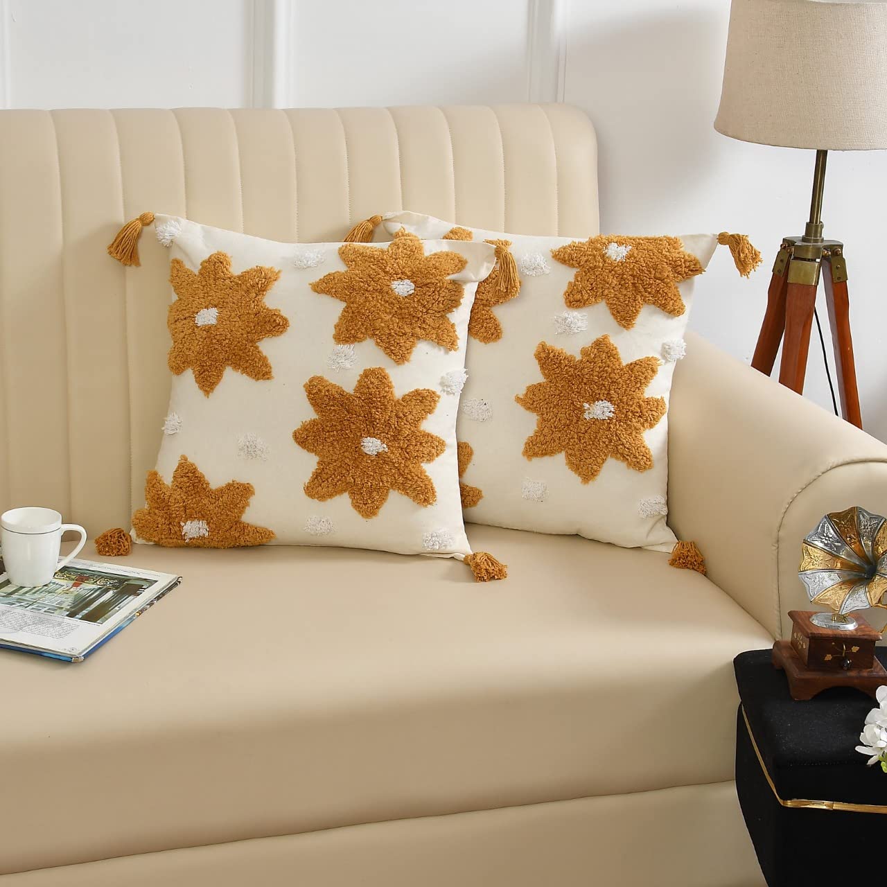 Blooming Flowers Hand-Tufted Cushion Covers - 16*16 inches Set of 2 (TFB)