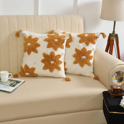 Blooming Flowers Hand-Tufted Cushion Covers - 16*16 inches Set of 2 (TFB)