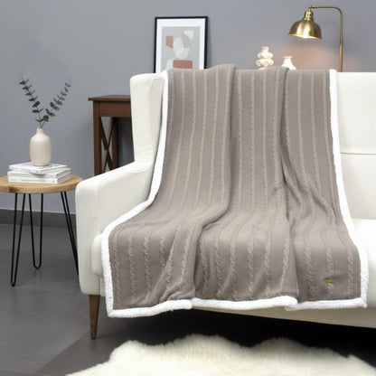 Braided Cable Knit Cotton Throw - 50*60 inches (TFB)
