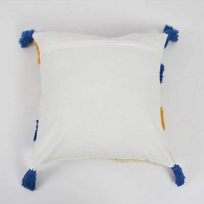 Cobalt Blue & Marigold Accents Hand-Tufted Cushion Covers - 16*16 inches Set of 2 (TFB)