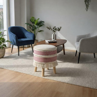 Rustic Farmhouse Round Ottoman - 16*14 inches (TFB)