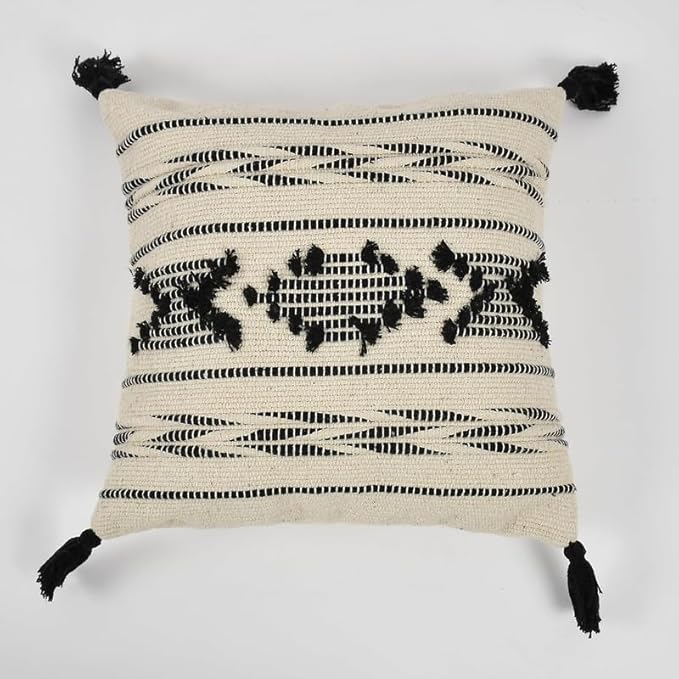 Boho-Chic Tufted Cotton Cushion Covers - 16*16 inches Set of 2 (TFB)