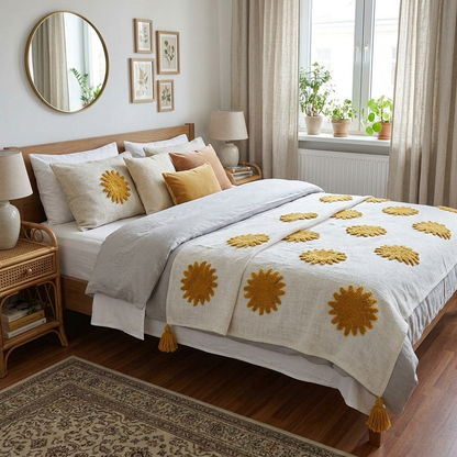 Artisanal Tufted Sunburst Cotton Throw - 50*60 inches (TFB)