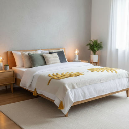 Boho Chic Mustard Leaf Throw - 50*60 inches (TFB)