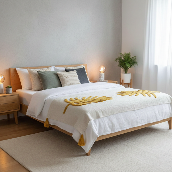 Boho Chic Mustard Leaf Throw - 50*60 inches (TFB)