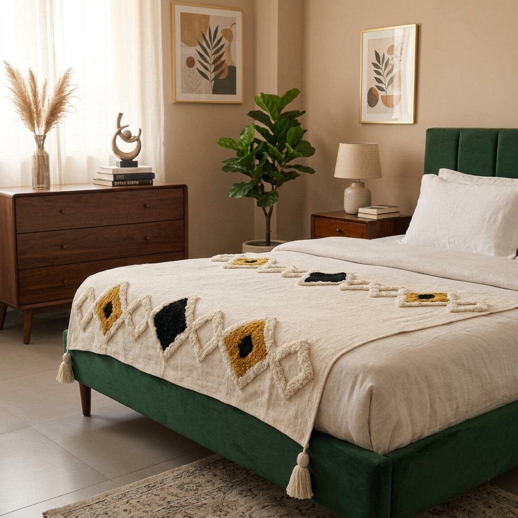 Boho-Chic Diamond Pattern Throw - 50*60 inches (TFB)