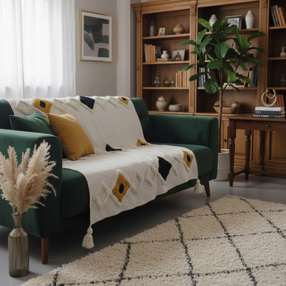 Boho-Chic Diamond Pattern Throw - 50*60 inches (TFB)