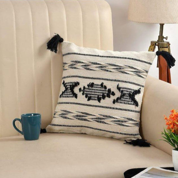 Boho-Chic Tufted Cotton Cushion Covers - 16*16 inches Set of 2 (TFB)