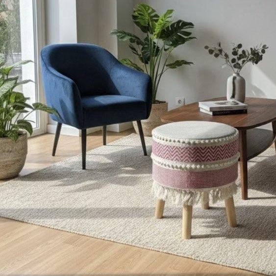 Rustic Farmhouse Round Ottoman - 16*14 inches (TFB)