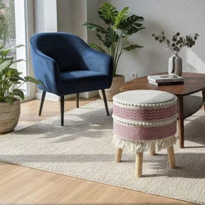 Rustic Farmhouse Round Ottoman - 16*14 inches (TFB)