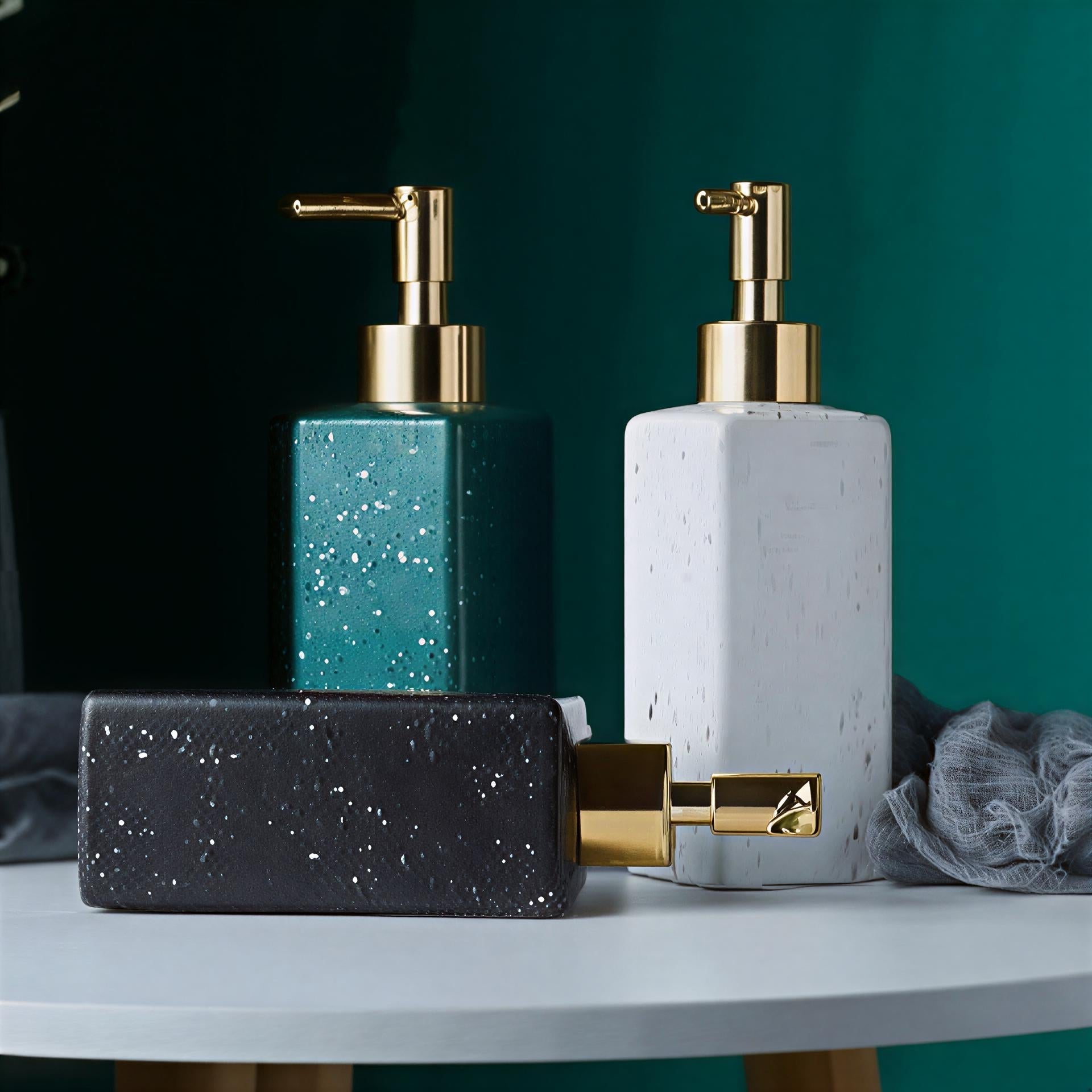 Contemporary Speckled Finish Ceramic Soap Dispenser (W) Urban Nivasa