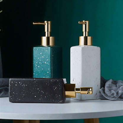 Contemporary Speckled Finish Ceramic Soap Dispenser (W) Urban Nivasa